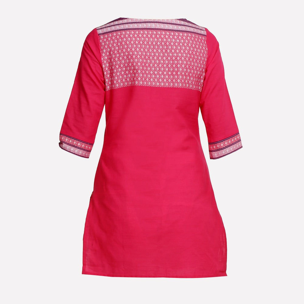 Pink Printed 3/4 Sleeve kurta