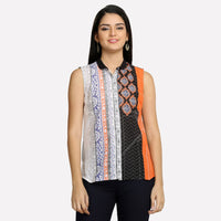 Black Printed Sleeveless kurta