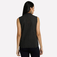 Black Printed Sleeveless kurta