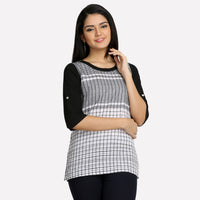 White Printed 3/4 Sleeve kurta