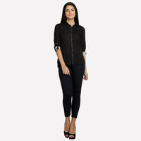 Black Collar Neck Printed kurta