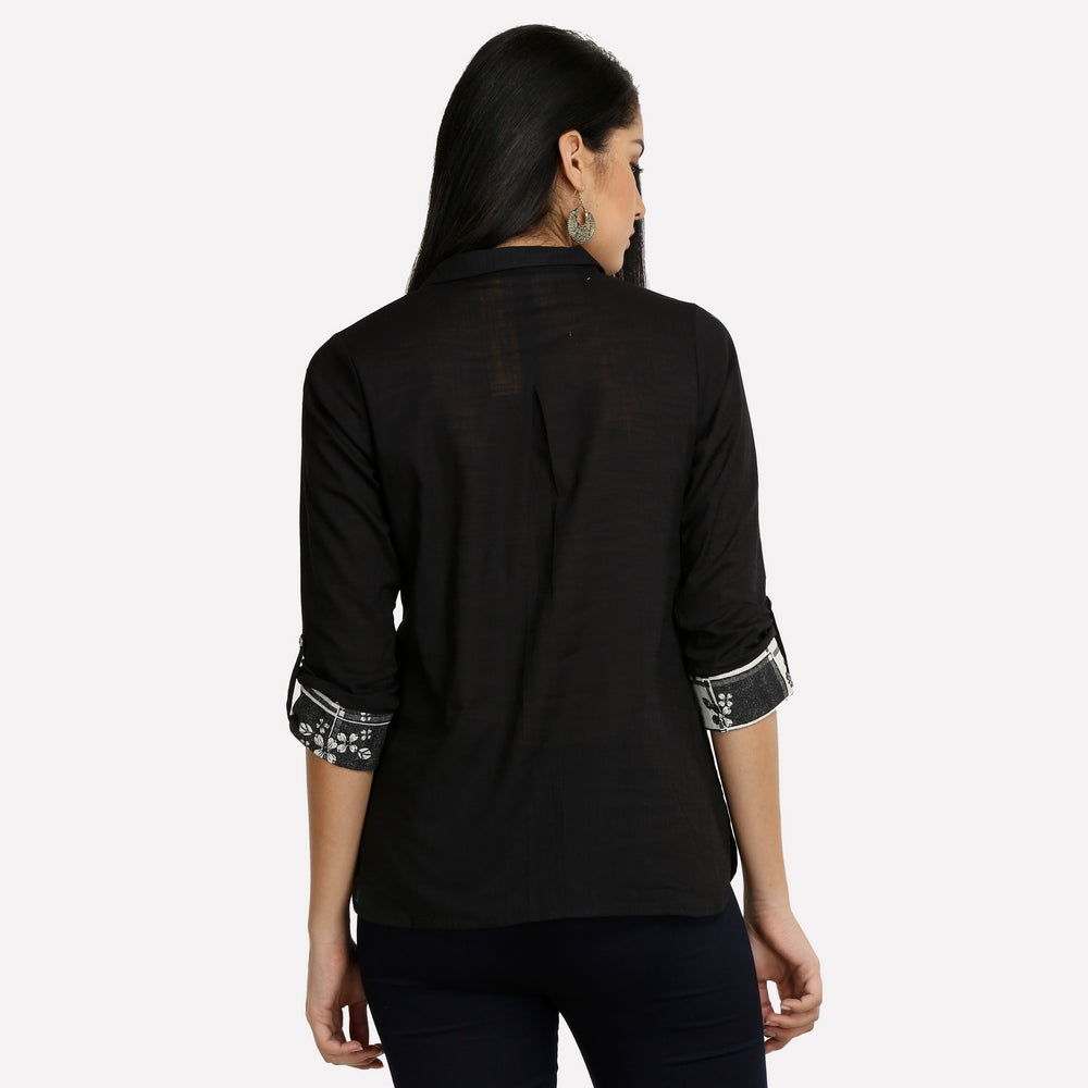 Black Collar Neck Printed kurta