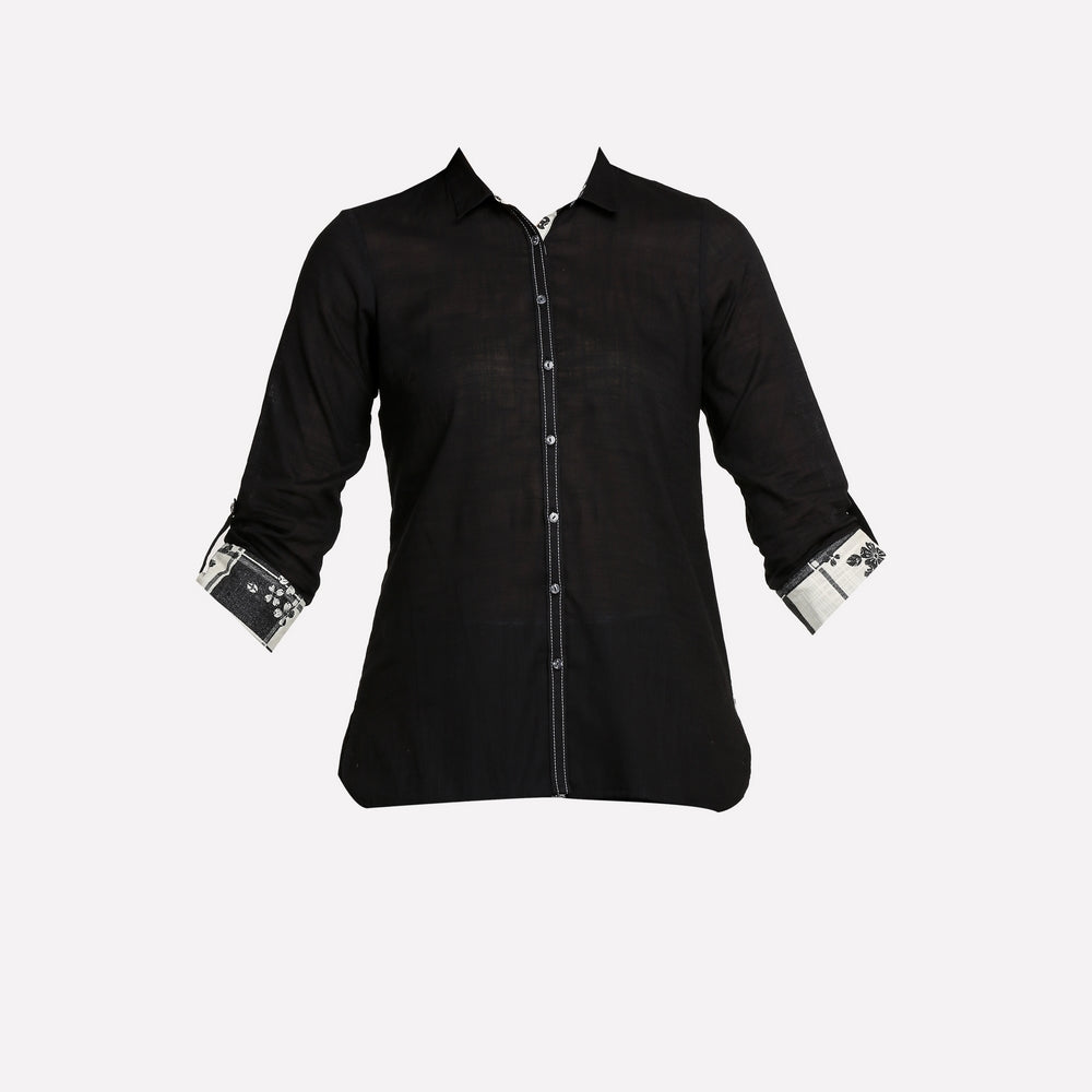 Black Collar Neck Printed kurta