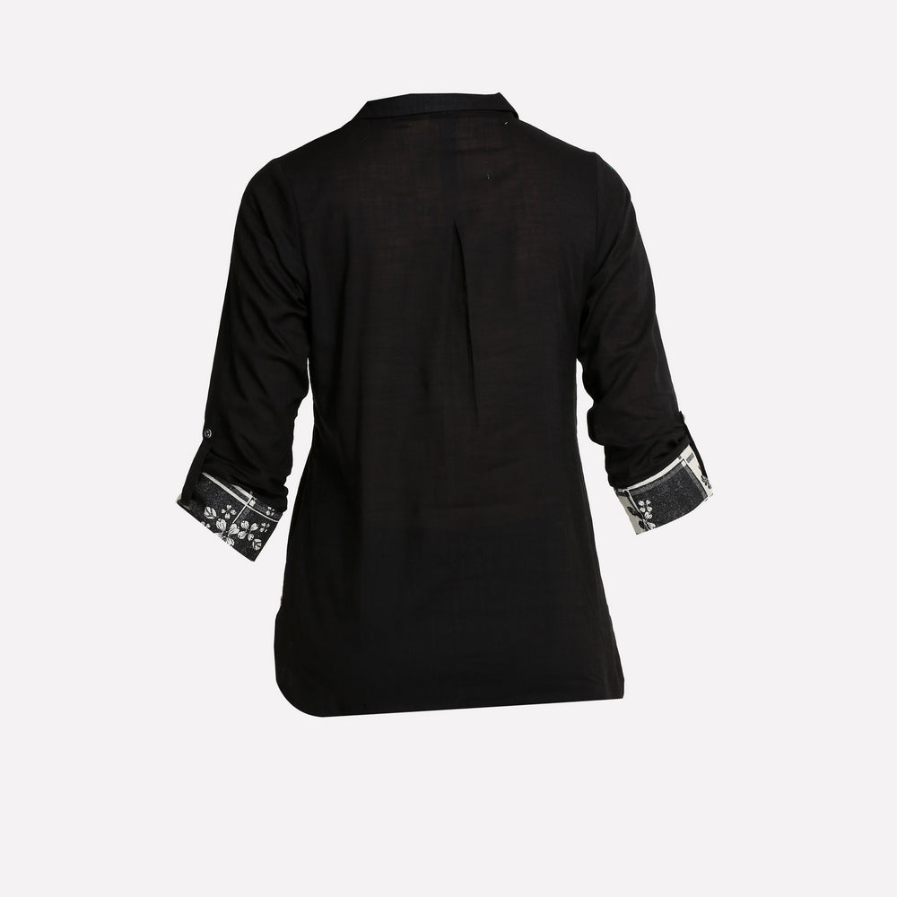 Black Collar Neck Printed kurta