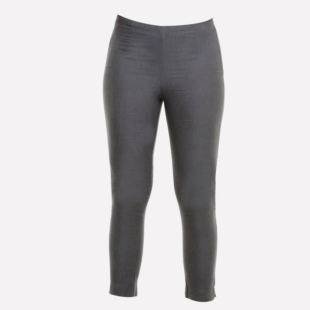 Grey Cropped Cotton Trousers