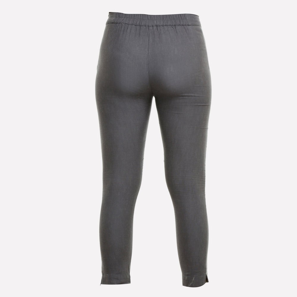 Grey Cropped Cotton Trousers