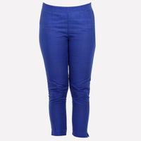 Blue Cropped Solid Trouser