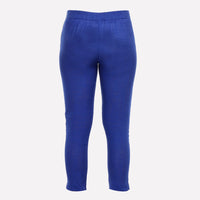 Blue Cropped Solid Trouser