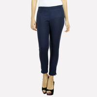 Navy Blue Cropped Trouser