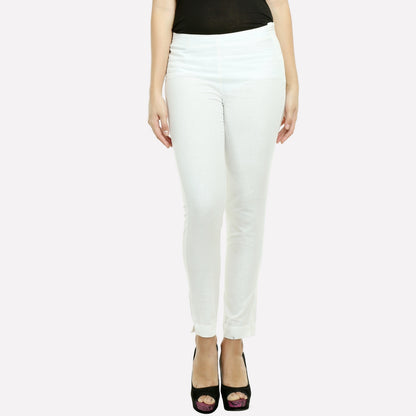 Off-White Cropped Cotton Trousers