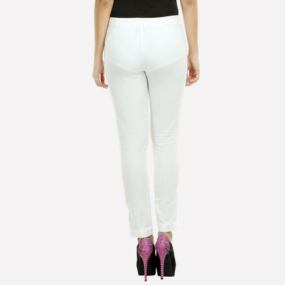 Off-White Cropped Cotton Trousers