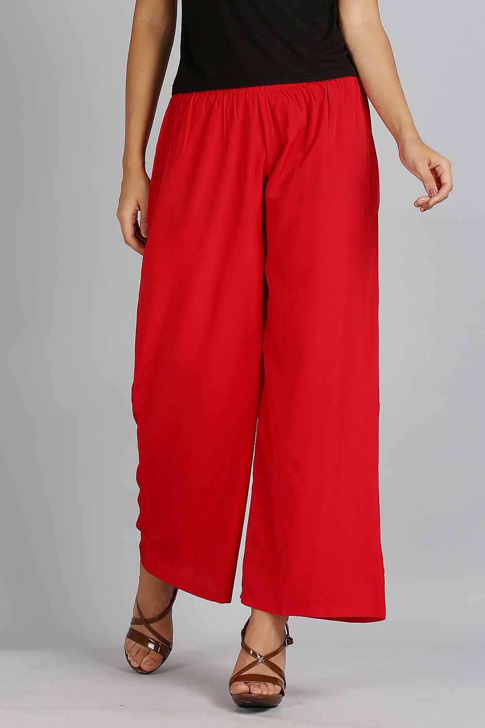 Red Solid Pants