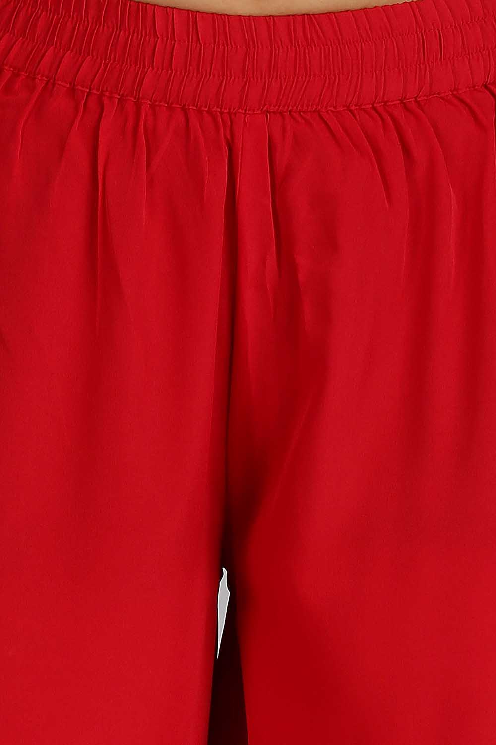 Red Solid Pants