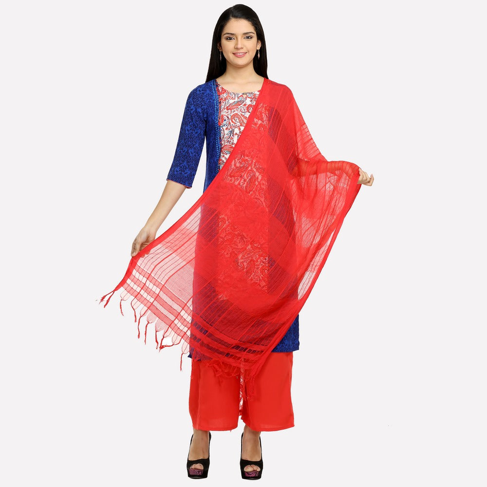 Red Self-Designed Dupatta