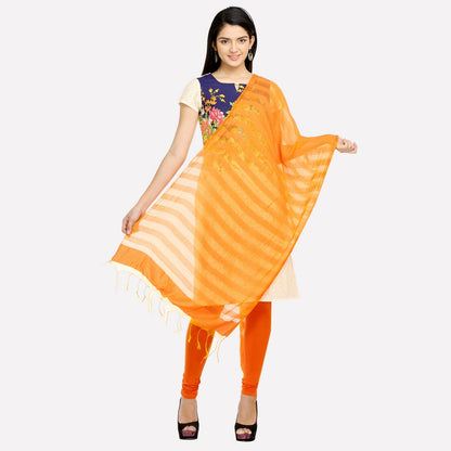 Orange Self-Designed Dupatta