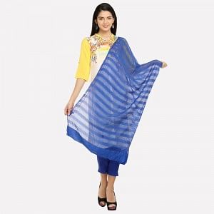 Blue Self-Striped Dupatta