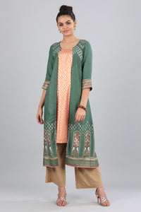 Green Round Neck Printed kurta