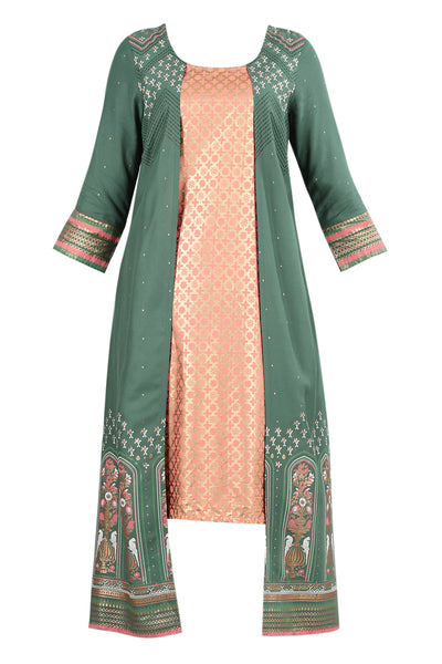 Green Round Neck Printed kurta