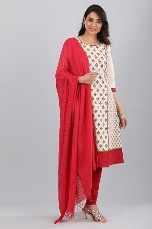 Cream Round Neck Floral Print kurta