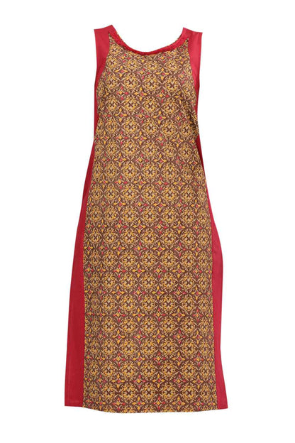 Brown Round Neck Printed kurta