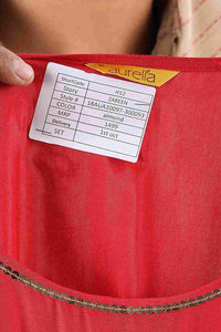 Red &amp; Beige Round Neck Layered kurta