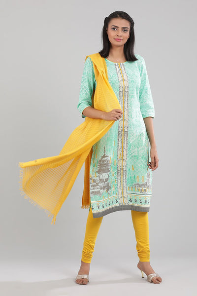 Blue Round Neck Printed kurta