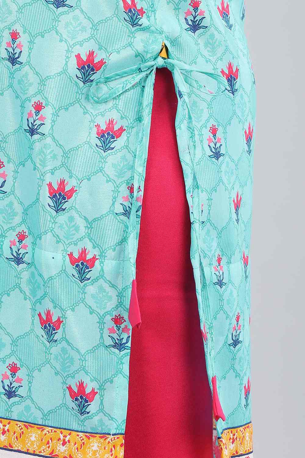 Blue Round Neck Printed kurta