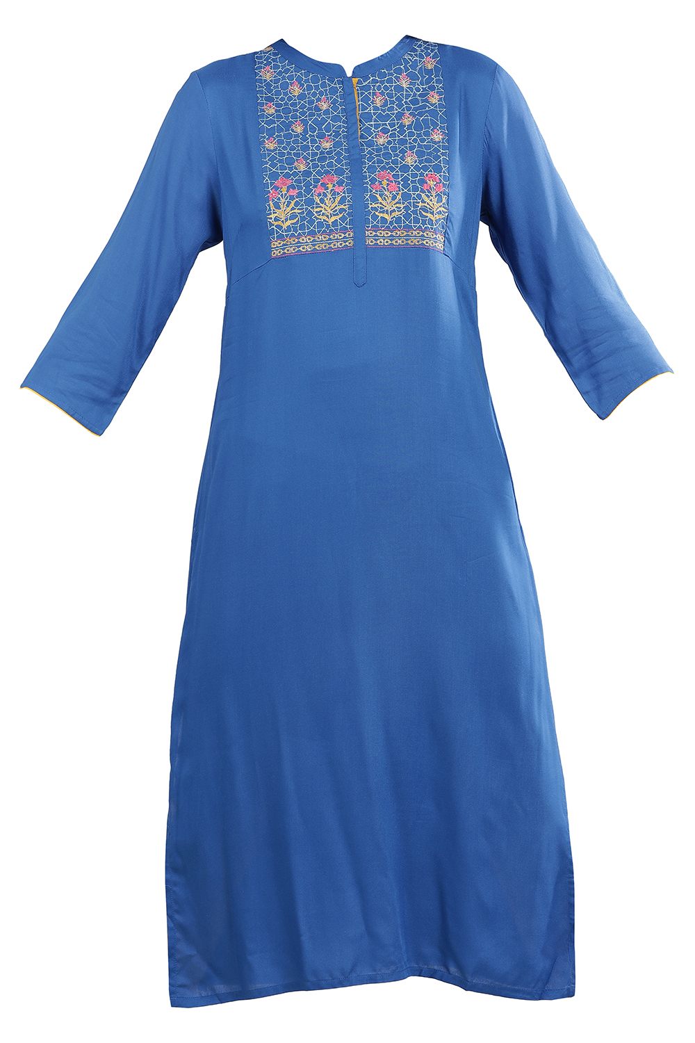 Blue Mandarin Neck Printed kurta