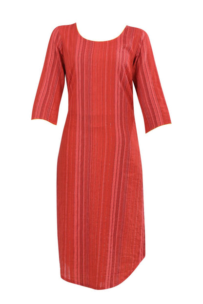 Red Round Neck Striped kurta