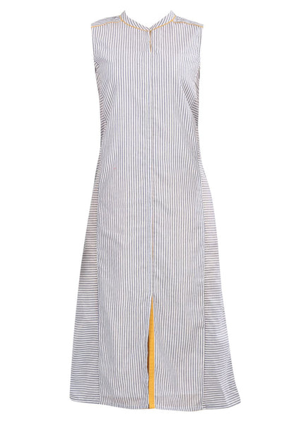 Blue Band Collar Striped kurta