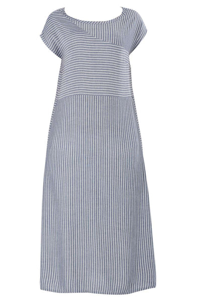 Blue Boat Neck Striped kurta