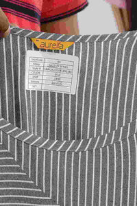 Blue Boat Neck Striped kurta