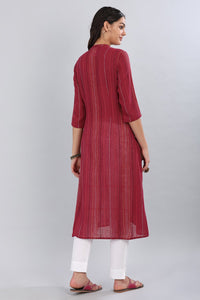 Red Mandarin Neck Printed kurta
