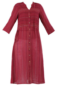 Red Mandarin Neck Printed kurta