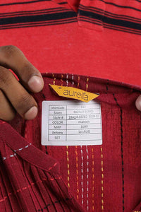 Red Mandarin Neck Printed kurta