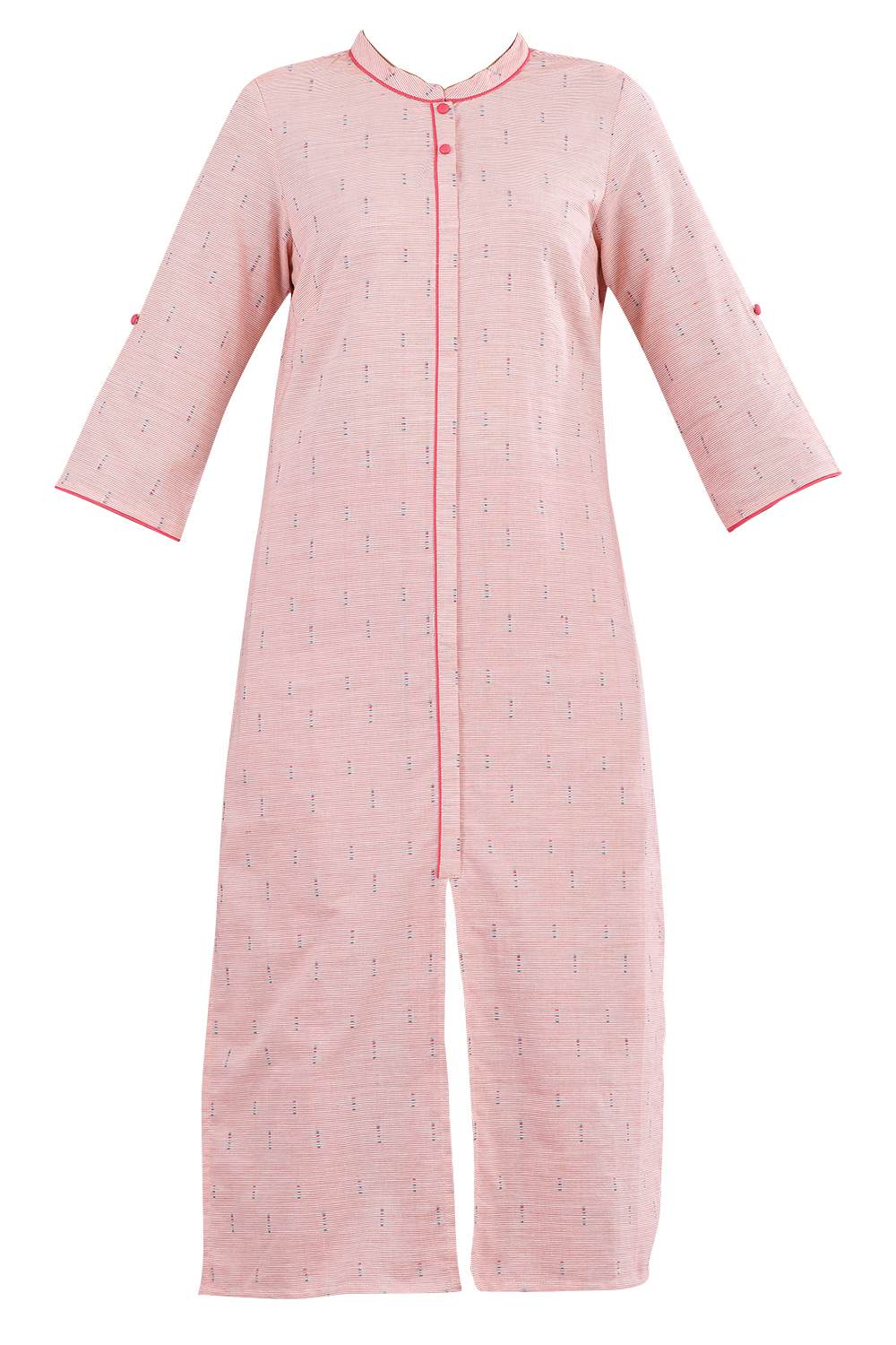 Pink Band Collar Printed kurta