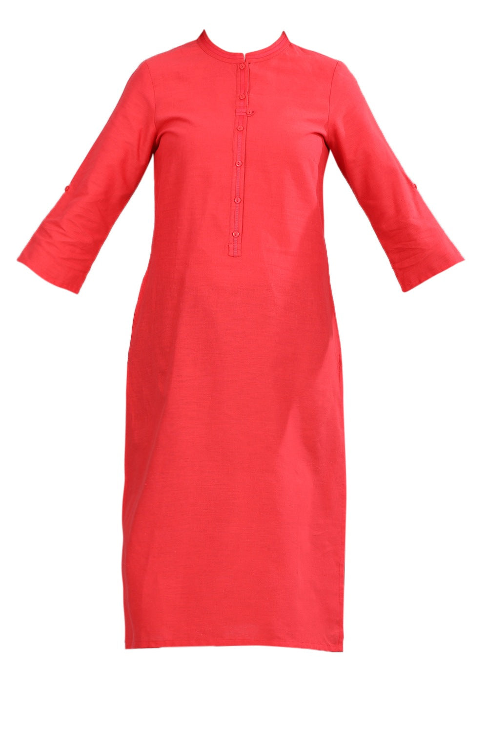 Orange Mandarin Neck Solid kurta