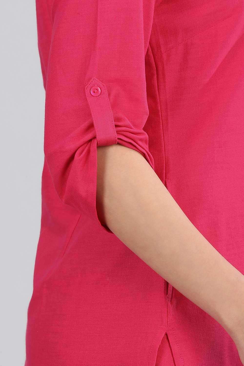 Pink Mandarin Neck Solid kurta