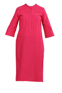 Pink Mandarin Neck Solid kurta