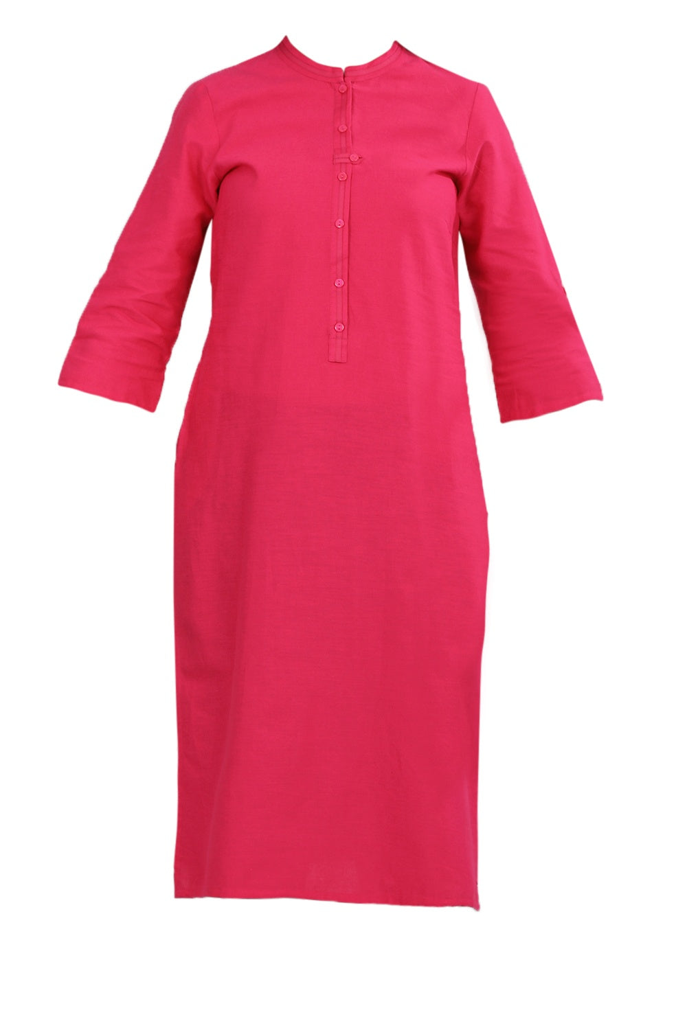 Pink Mandarin Neck Solid kurta