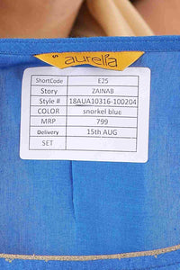 Blue Round Neck Printed kurta
