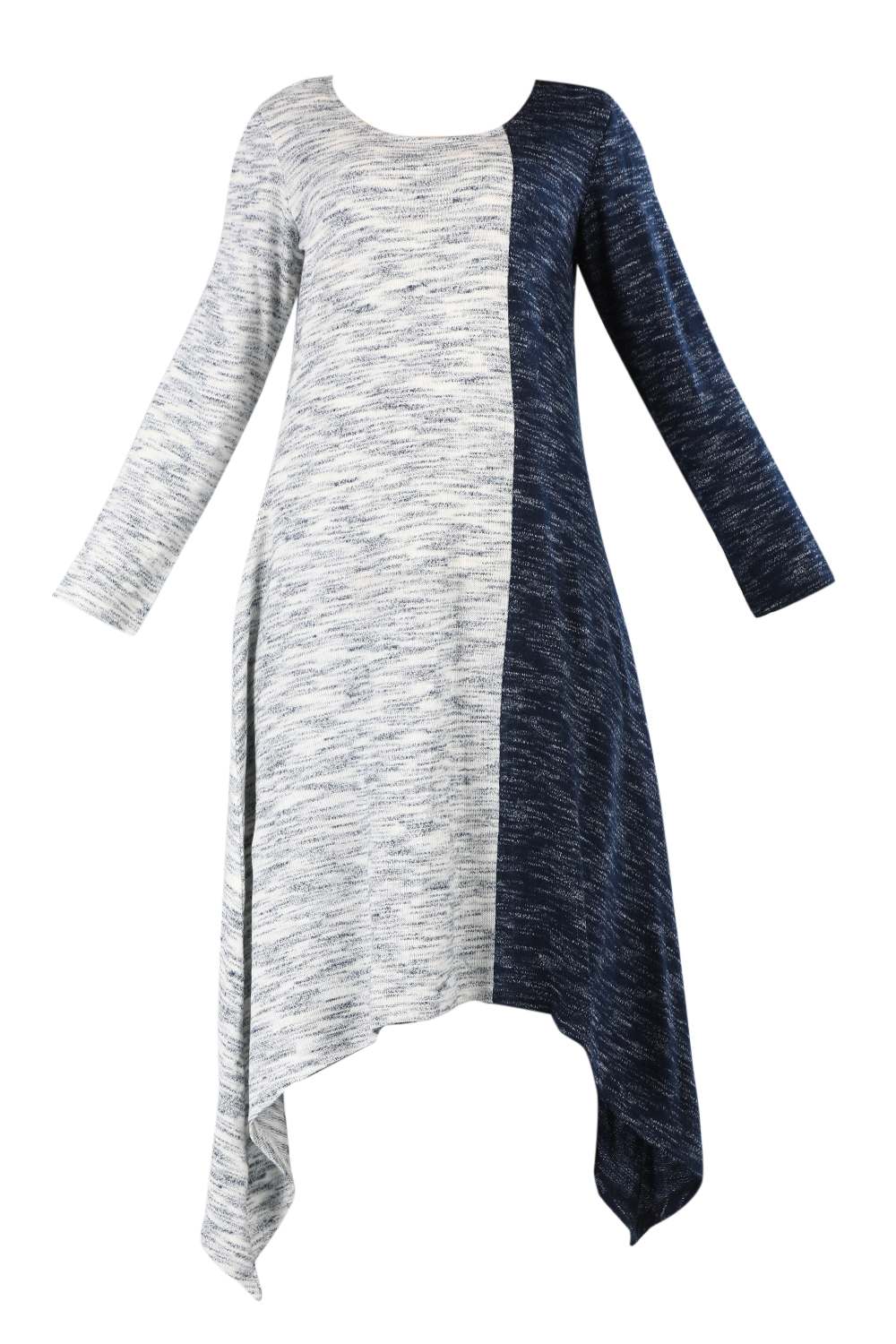 Blue Round Neck Yarn-dyed Winter kurta