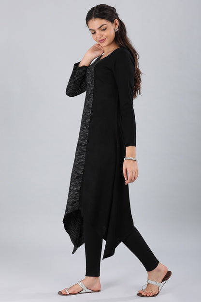 Black Round Neck Basic Winter kurta