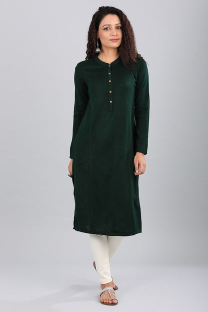 Green Band Collar Yarn-dyed Winter kurta