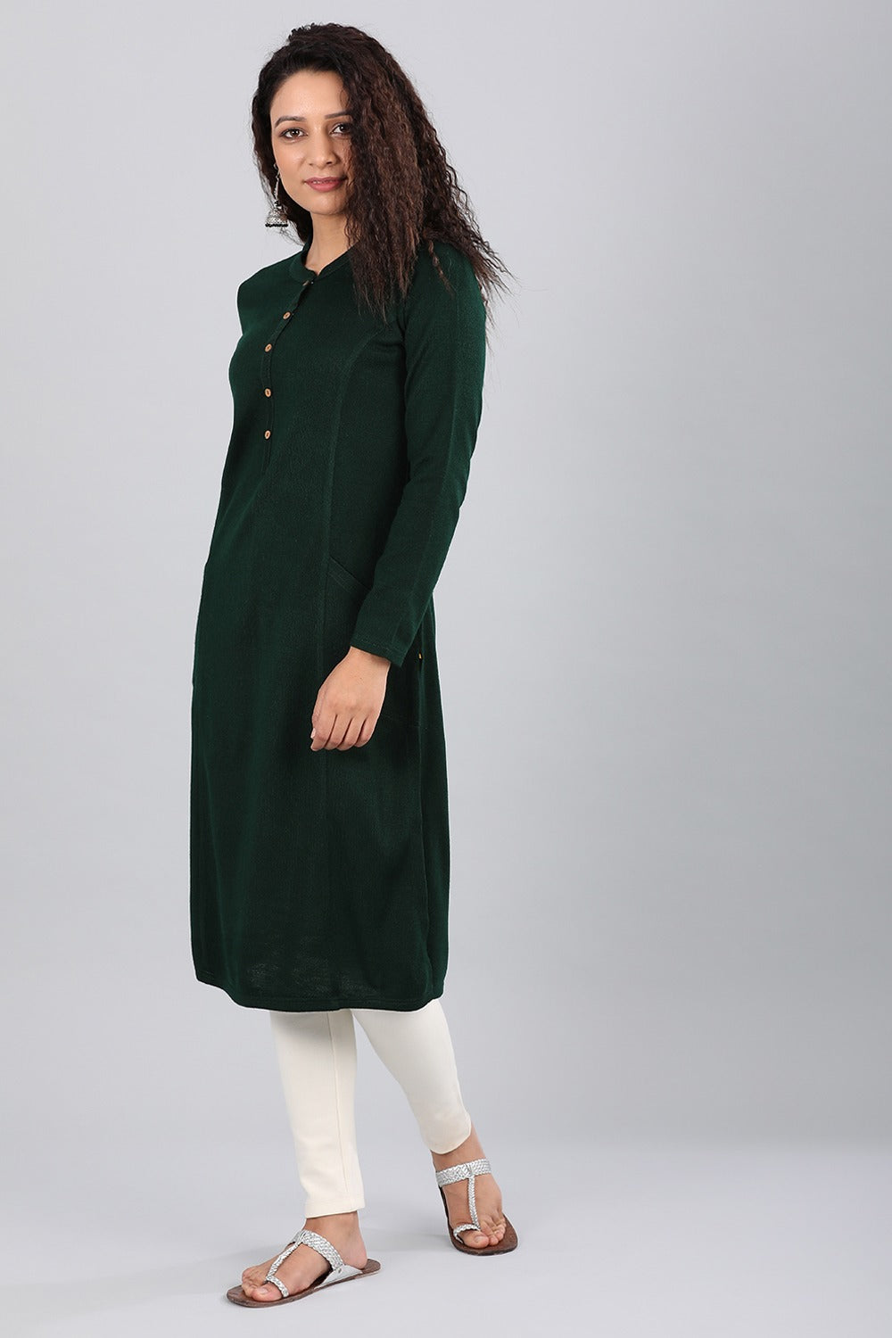 Green Band Collar Yarn-dyed Winter kurta