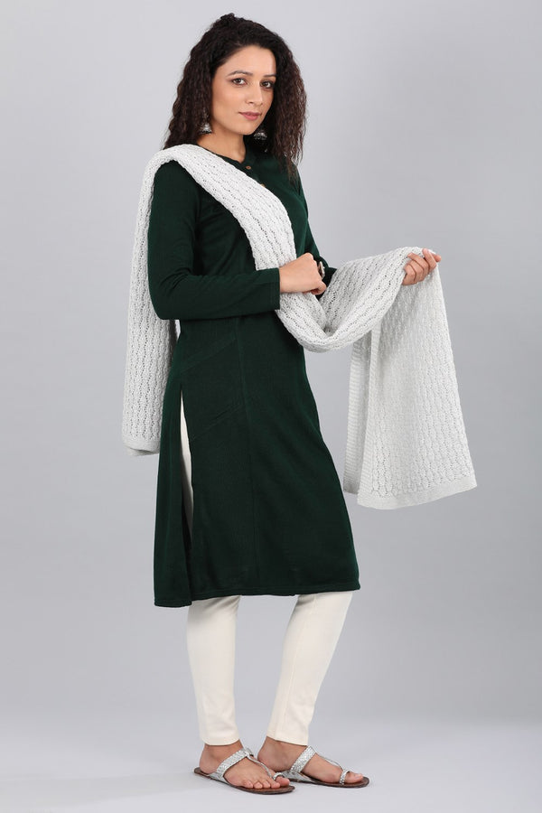 Green Band Collar Yarn-dyed Winter kurta