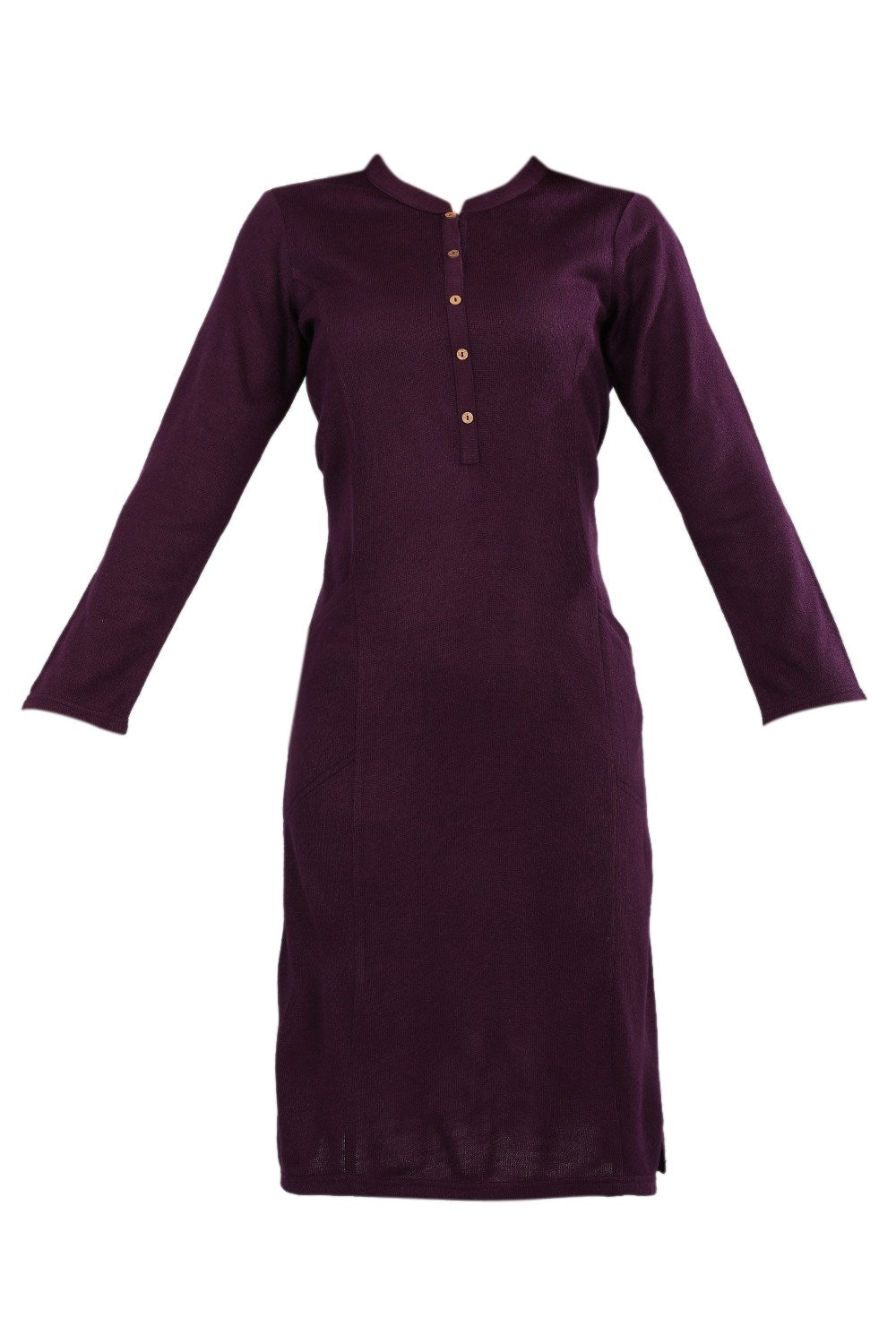 Purple Band Collar Yarn-dyed Winter kurta