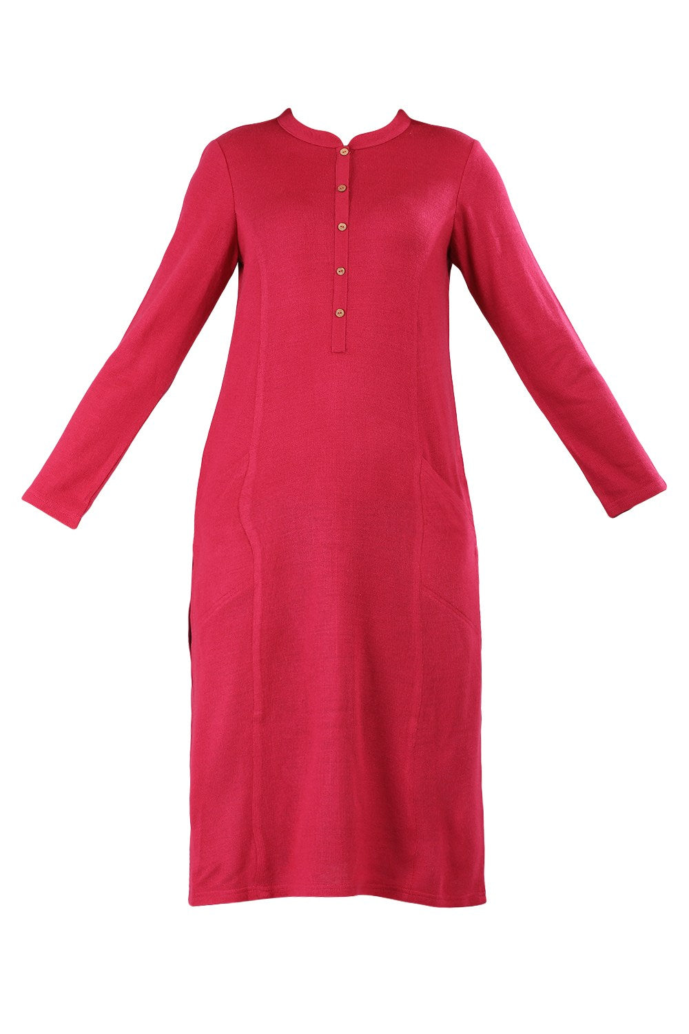 Pink Band Collar Winter kurta