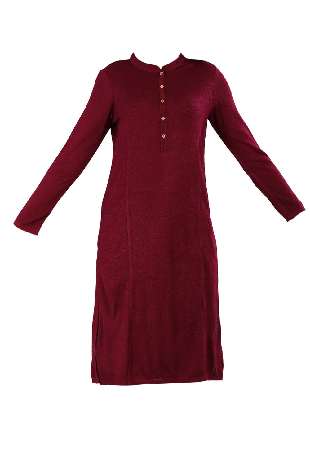 Maroon Mandarin Neck Yarn-dyed Winter kurta