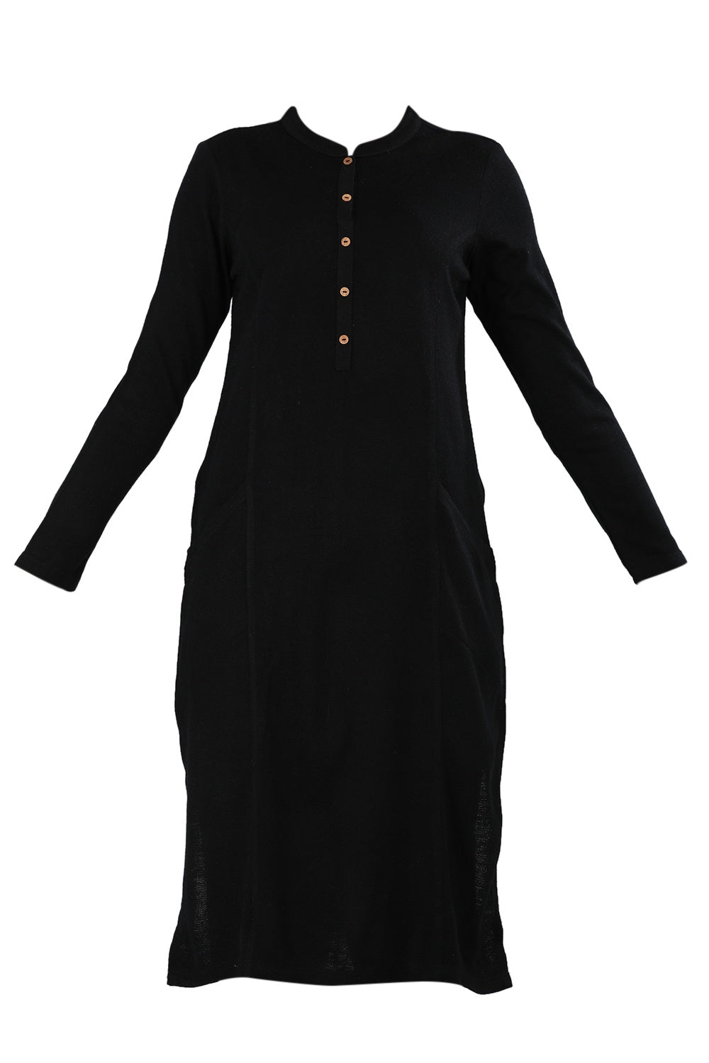 Black Mandarin Neck Yarn-dyed Winter kurta